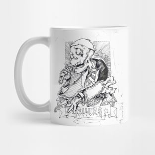 Cool skull singing with a microphone illustration Mug